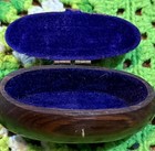 Vintage Hinged Wooden Small  Table Desk Box Jewelry Trinket Blue Lined Catch All