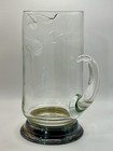 Vintage Etched Cut Glass Pitcher W  Ice Lip And Silver Footed Base Flowers