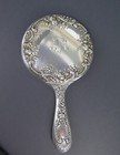 Antique Gorham  Usa Sterling Silver Hand Held Repousse Dressing Table Mirror