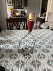Vintage Potato Masher With Red cream Wood Handle And Metal Base Mcm 10inch Retro