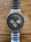 Vintage Seiko 7a28 Quartz Chronograph Stainless Steel Black Dial Men s Watch
