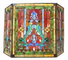 Tiffany Style Stained Glass Mission Fleur-de-lis 3 Piece Fireplace Screen 28x44
