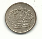 Very Nice Vintage High Grade Au 1955 Ts Sweden Silver 25 Ore Coin-may560