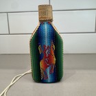 Vintage Anis Inka Peru Cusco Curahuasi Leather Fabric Wrap Glass Bottle Flask