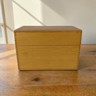 Vtg Dovetailed Wood Index Card Box Mcm  Kitchen Recipe Storage For 5x8  Cards