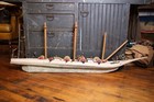 Vintage Model Boat Wood Ship Folk Art Pirate Ship Canons 58  Parts Repair Old