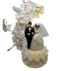 1960s Vintage Wedding Cake Topper Bride And Groom Figurine Bell Decoration
