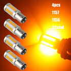 4pcs 1157 Bay15d Led 33 Smd Tail Brake Stop Backup Reverse  Light Bulbs Amber