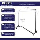 Bisupply Clothes Z Rack - Rolling Clothes Rack With Purse Hooks And Wheels