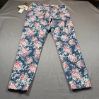 Seven7 Luxe Skinny Jeans Womens 16 Blue Floral Rose Print Stretch Casual Pants