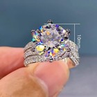 5 Carat Round Cut Moissanite Engagement Wedding Ring Real S925 Sterling Silver