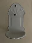 Antique French Countryside Enamel Soap Dish W  Tray White Edge Worn  l4-1 