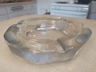 Vintage Large Heavy Asymmetrical Art Textured Glass Cigar Ashtray
