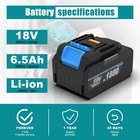 18v 6 5ah Lithium-ion Battery And Charger For Makita Bl1830 Bl1850 Bl1860 Bl1840
