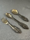 Ornate Heavy Children   s Utensils-  3 Vintage Silver Plate Godinger