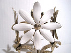 Bath   Body Works Candle Holder White Daisy Gold Pedestal Metal Glam Regency