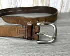 Fossil Classic Silver Buckle Wide Brown Genuine Leather Belt Size 38