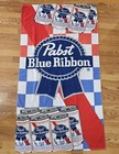 Pabst Blue Ribbon Beer Beach Towel 61 x 31 5  Retro Pbr Checkered Red White Blue
