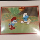 The Smurfs Original Production Animation Cel Papa Smurf Hand Painted Background 