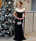 Arabia Black And White Evening Dresses O-neck Sleeveless Cocktail Party Gowns