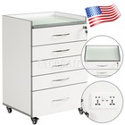 Dental Trolley Cart With Socket cart Acrylic Mobile Wooden Cabinet 5 Drawers Us