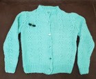Sweater Handmade Green Knit Kids Toddler Size 3 13x15  Unique