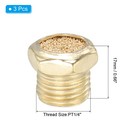 3 Pcs 1 4  Pt Brass Pneumatic Muffler  Flat Sintered Exhaust Filters  Golden
