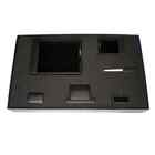 Italian Top Grain Leather Desk Set  7 Piece     Black   Gold 