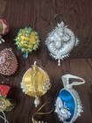 Lot 31 Vtg Beaded Sequin Christmas Tree Ornament Push Pin Satin Velvet Star