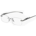 Mens Vintage Clear Lens Silver Frame Leopard Rimless Hip Hop Frameless Glasses