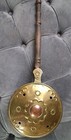 Victorian Farmhouse Antique Brass Bed Warmer Pan  Engraved Flowers