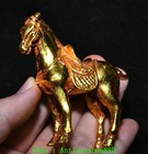 2 7  old Chinese Dynasty Bronze Gilt Fengshui 12 Zodiac Year Animal Horse Statue