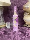 Decorative Wine Bottle Stained Glass Hand Painted Upcycled Purple Patchwork