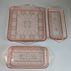 3 Pc Vintage Jeannette Doric Relish Tray Dish Set Pink Depression Glass Rare