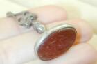 Antique Islamic Persian Carved Carnelian Agate Silver Hand Engraved Stamp Seal