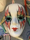 Vintage Lot Of 5 Mardi Gras  Ceramic Clay Painted Wall Face Mask