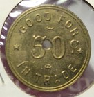 Jackie Cigar Store Brass Good For 50   In Trade Maverick Trade Token