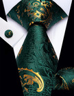 Silk Paisley Floral Tie And Pocket Square Cufflinks With Lapel Pin Sets For Men