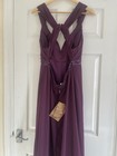 Purple Evening Gown Maxi Dress Beaded Prom Bridesmaid Formal Dress Uk 14