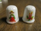 Vintage 8 Thimbles  Christmas Characters 1   Gold Band  Porcelain  Santa  Tree  