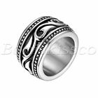 Vintage Heavy Wide Stainless Steel Irish Celtic Wedding Ring Mens Band Size 7-13