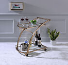 Kings Brand Furniture - Rolling Bar Kitchen Serving Cart  Metal glass  Gold
