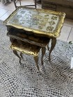 Vtg Italian Florentine Nesting Tables Set Of 3 Gold Gilt Hollywood Regency Italy
