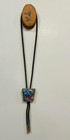 Vintage Navajo Sterling Silver Turquoise  Red Coral Floral Bolo Tie Hallmark Nj