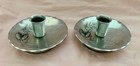 Vintage 2 Wendell August Forge Hammered Aluminum Candle Stick Holders Pine Cone