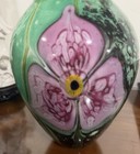 Vintage 1988 Eickholt Hand Blown Art Glass Paperweight Vase Pink Lily Signed