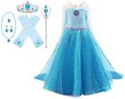 Snow Queen Long Sleeve Princess Elsa Frozen Costume Halloween Party Girls Dress