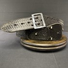 Black Basket Weave Leather Duty Belt 36    Waist  js Leather  Chrome Metal Buckle