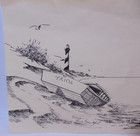 Cape Hatteras Lighthouse Print 1998 Eure Tricia Skiff Drawing Decor Vintage Beac