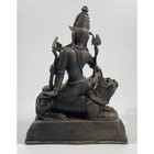 Antique Cast Bronze Hindu Deity Statue Foo Dog Trident  Wreath  God goddess